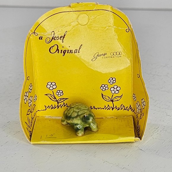 Vintage Josef Originals George Turtle Standing Miniature Figurine In Package - Picture 2 of 7